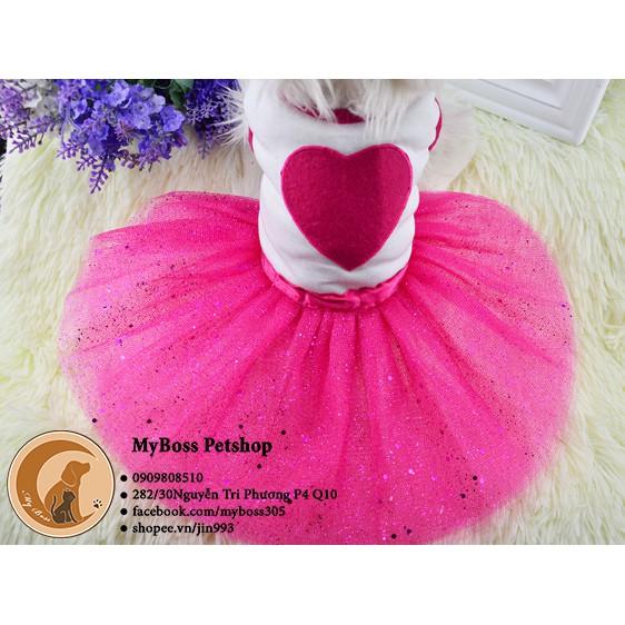 Hình ảnh Váy / đầm thời trang cho thú cưng chó mèo trái tim love dress