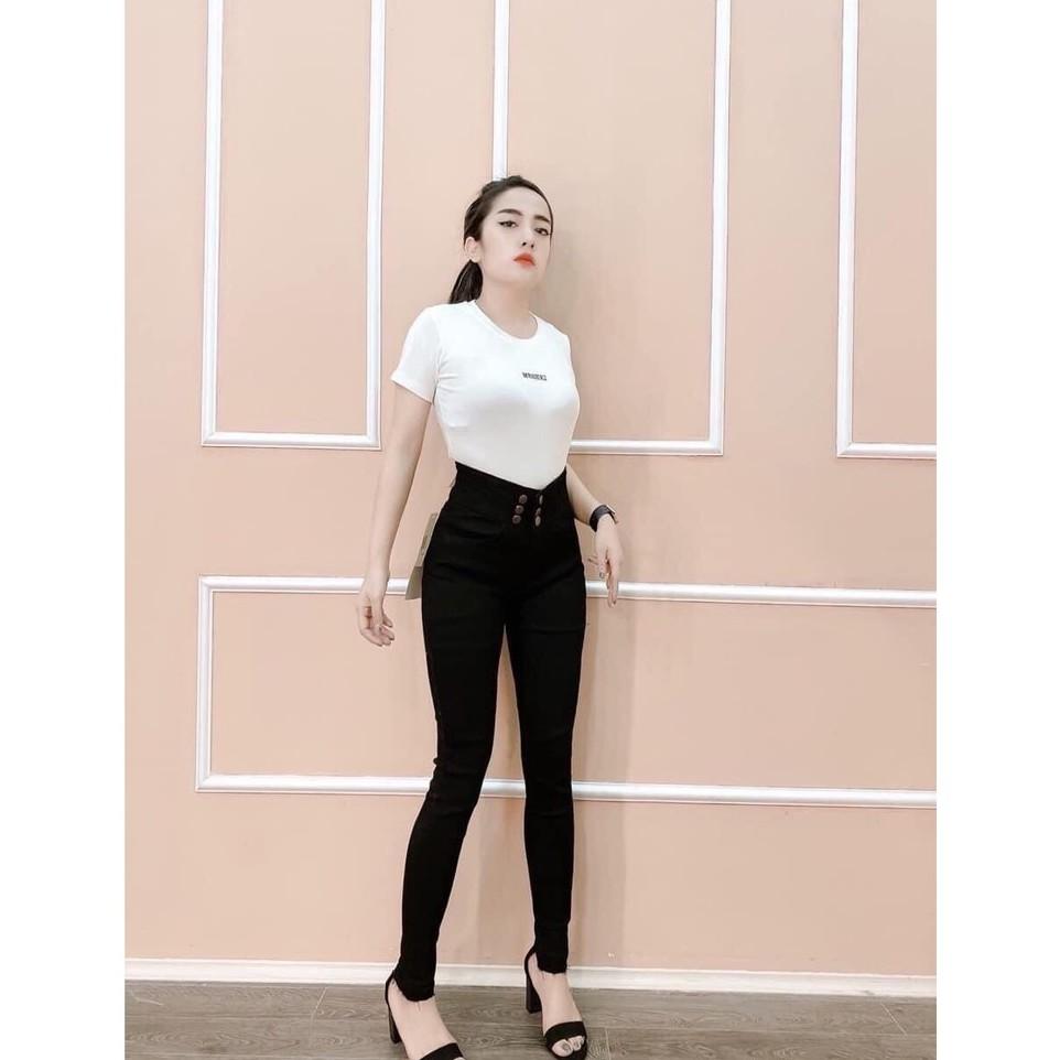 Quần jean nữ MURADFASHION JN, quần bò nữ đen bó chân lưng cao cá tính đẹp cao cấp phong cách thời trang