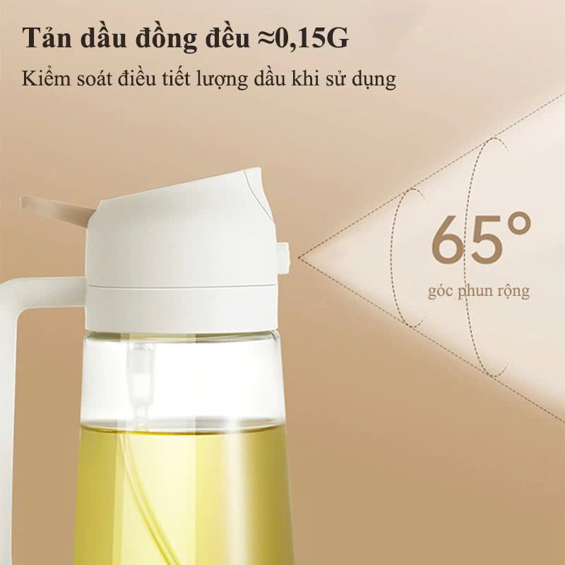 Bình Đựng Dầu Với Nắp Mở Tự Động Bình xịt dầu ăn 600ml siêu tiện ích 2in1 (có thể rót và xịt). hàng chính hãng - Giao Màu Ngẫu Nhiên - HŨ LỌ ĐỰNG GIA VỊ