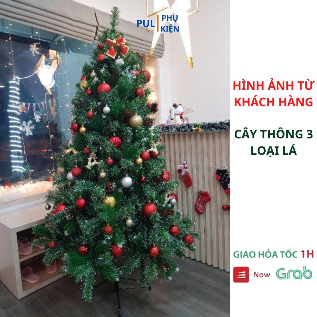 Cây thông noel 3 LOẠI LÁ GẮN TRÁI THÔNG 1M5 1M2 90CM tặng ngôi sao đỉnh và dây kim tuyến