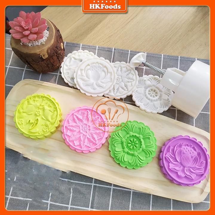 Khuôn Trung Thu Lò Xo 4 Mặt Cá Chép,Hoa Sen 150-200g