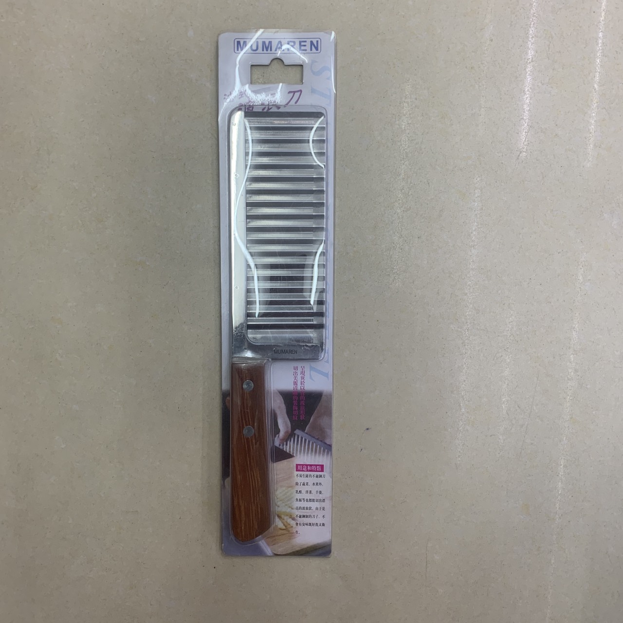 DAO THÁI RAU CỦ LUỘC HÌNH SÓNG INOX BẢN TO CHUÔI GỖ - ANTH256