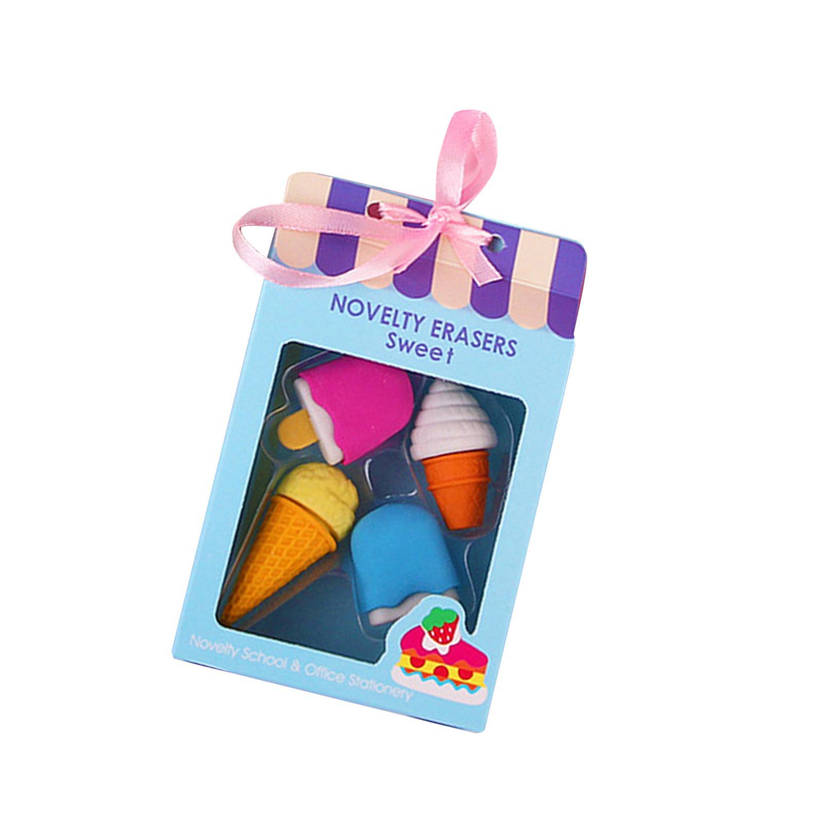 4Pcs Cartoon Mini Eraser Unique Creative Dessert Erasers for Office Supplies