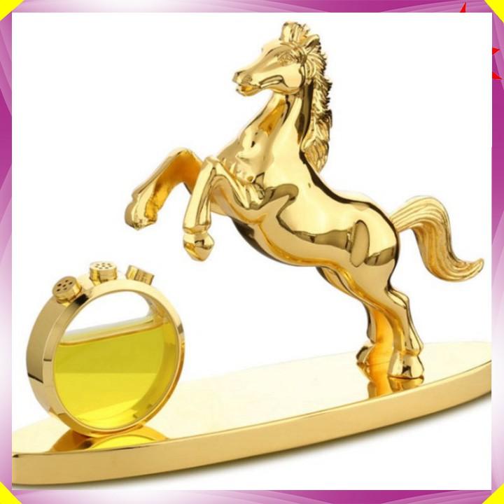 Tượng nước hoa ngựa mạ vàng trên trang trí trong nhà hoặc trên taplo xe hơi, ô tô cao cấp - Mã: 72501