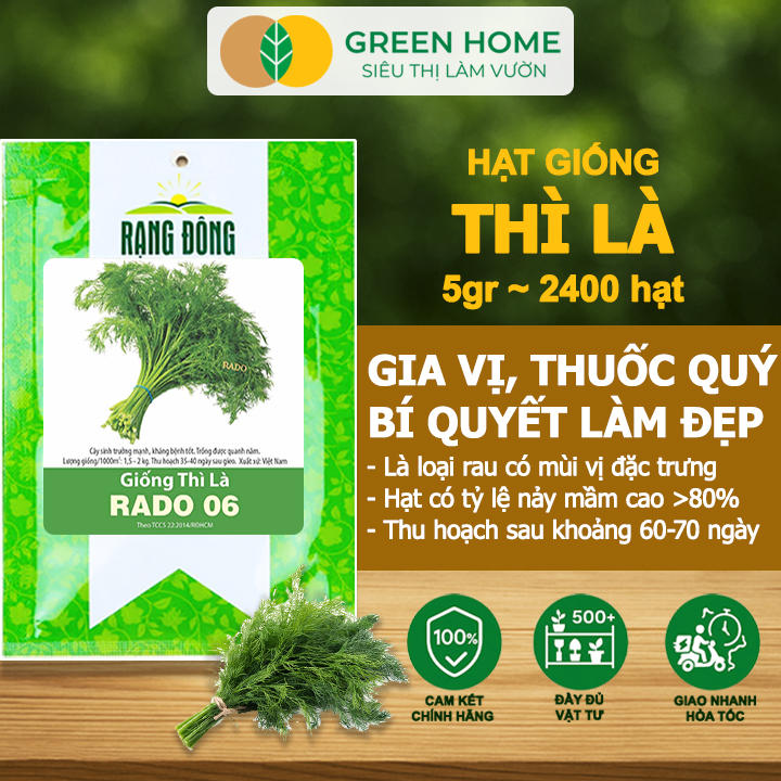 Hạt Giống Rau Thì Là Greenhome, Gói 5gr~2400 hạt, Dễ Trồng, Nảy Mầm Cao, Thu Hoạch Nhanh, Năng Suất Cao G11