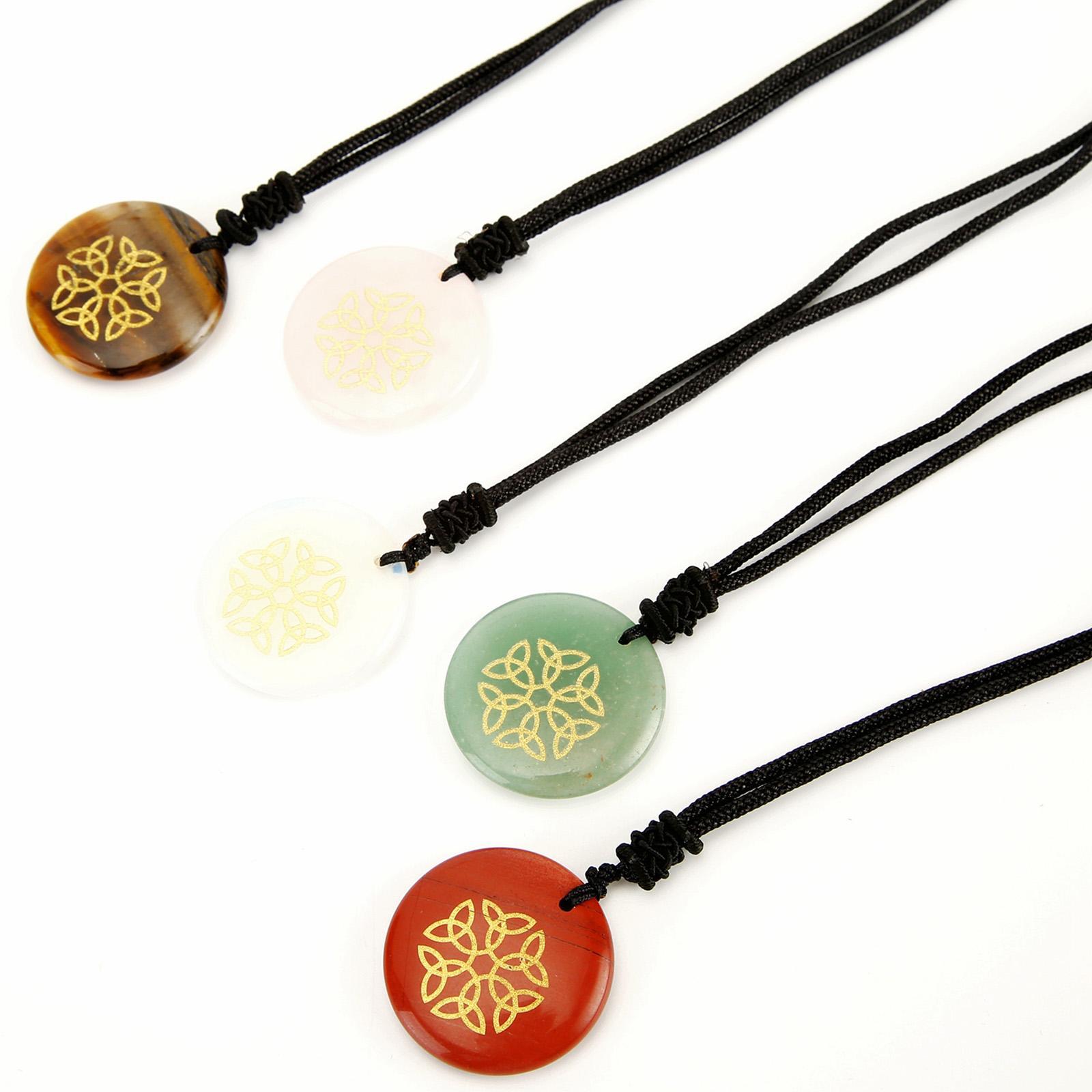 Round Pendant Necklace with Hand Woven Rope Necklace Jewelry for Women Men Party Gift