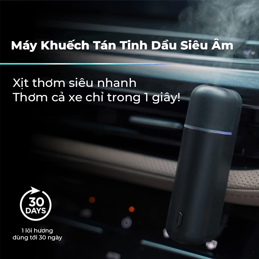 Máy Khuếch Tán Tinh Dầu Ô Tô Mini Cao Cấp | Phun Sương Siêu Âm | Xịt Thơm Tự Động FK02 - Nhập Khẩu Chính Hãng