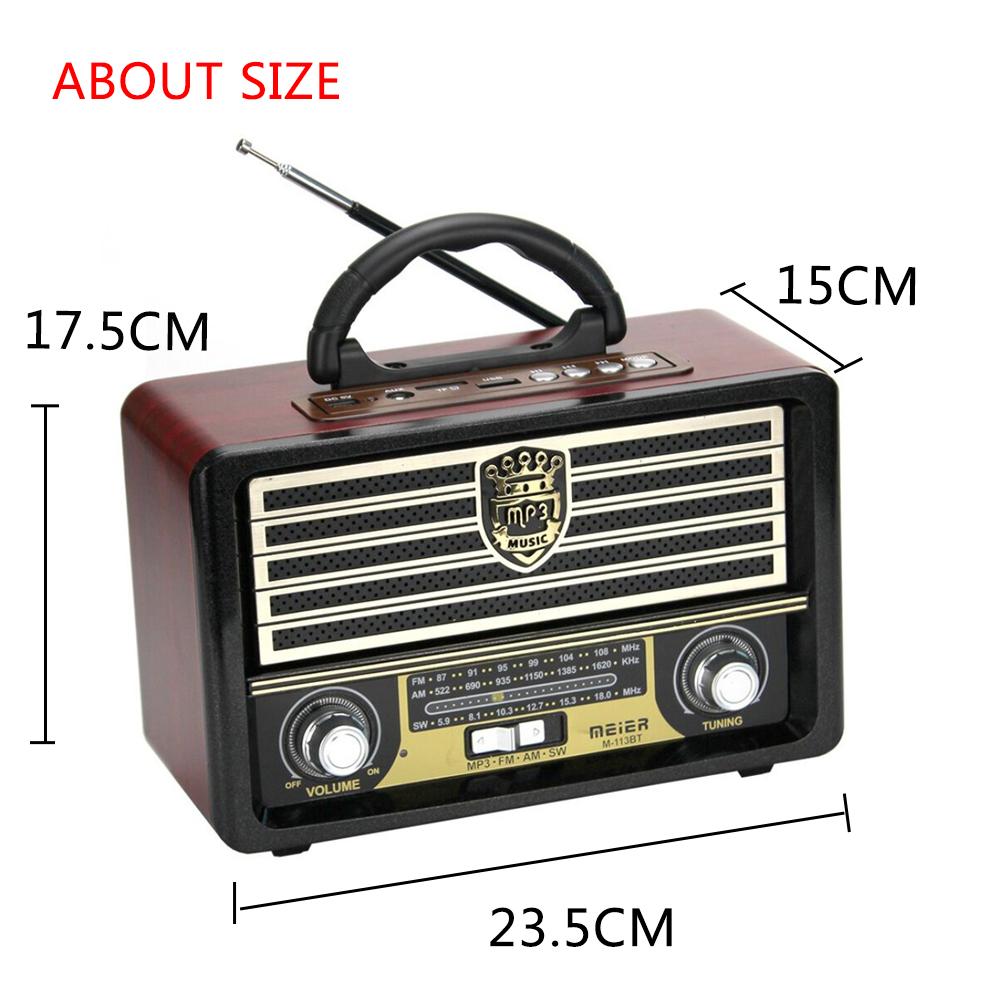 Retro di động radio không dây bluetooth loa hifi stereo AM/FM Radio Trình phát máy phát thanh USB TF Aux MP3 Máy nghe nhạc kỹ thuật số Color: Retro Red A4