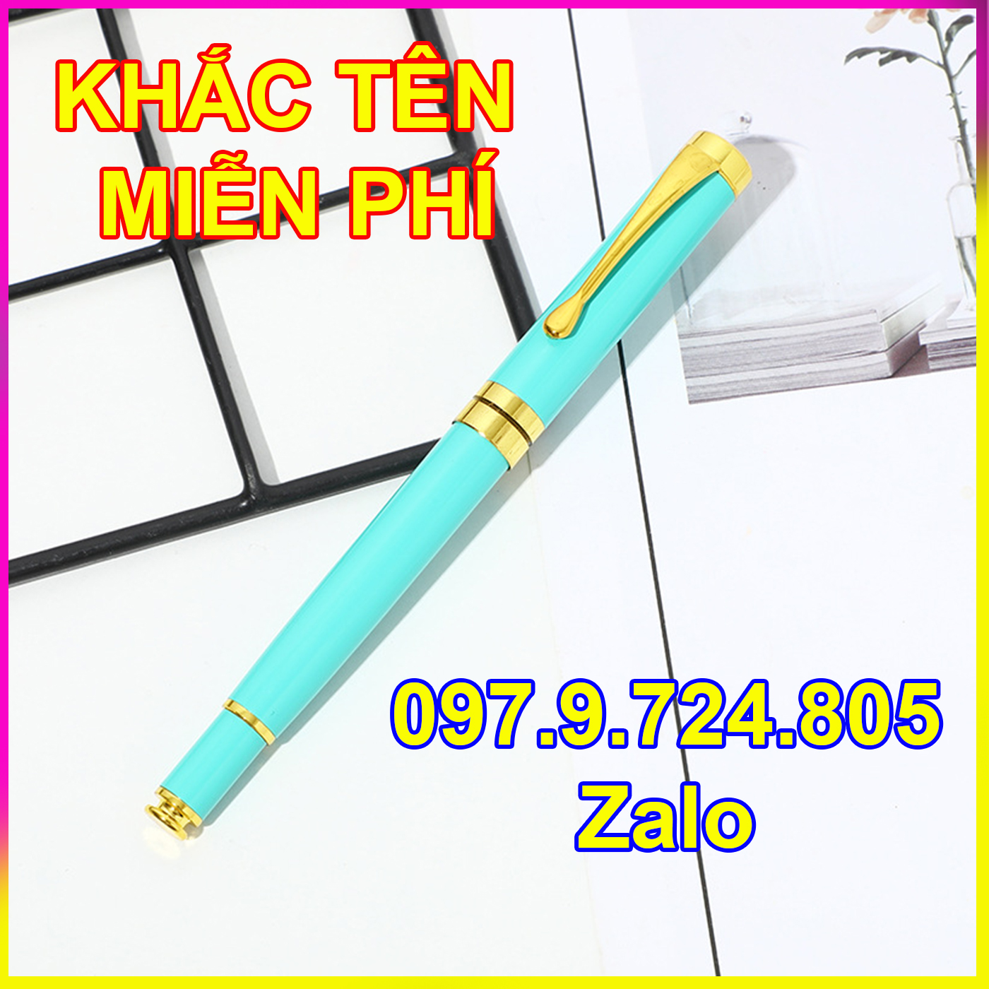 (Gift) Bút ký khắc tên cao cấp làm quà tặng LC 010 màu xanh đọt chuối, sang trọng đẳng cấp