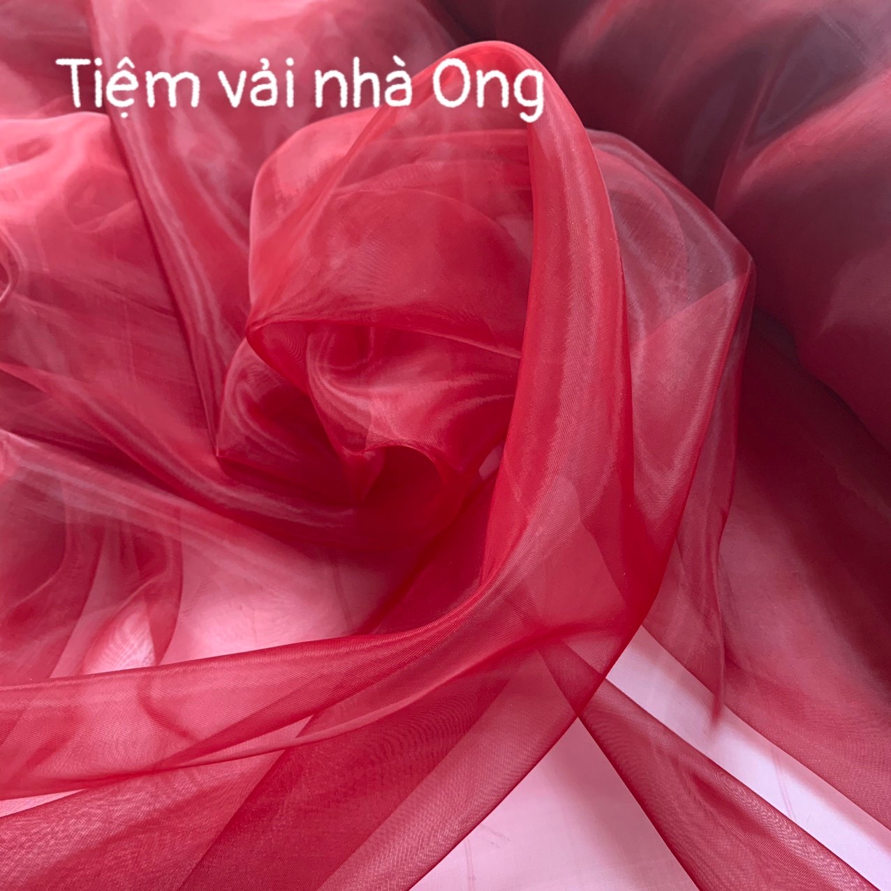 Vải voan kính màu đỏ đô 1mx khổ 1m5