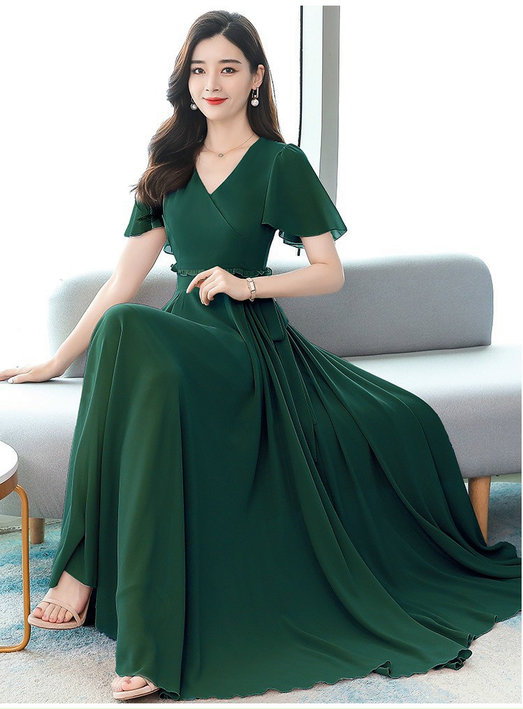 ĐẦM MAXI CỔ V CÁCH ĐIỆU EO DỄ THƯƠNG
