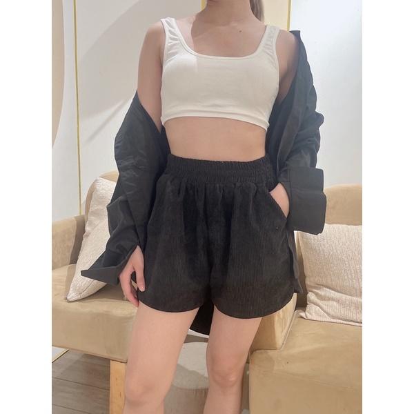 Quần short nhung tăm form rộng style cute phomai que