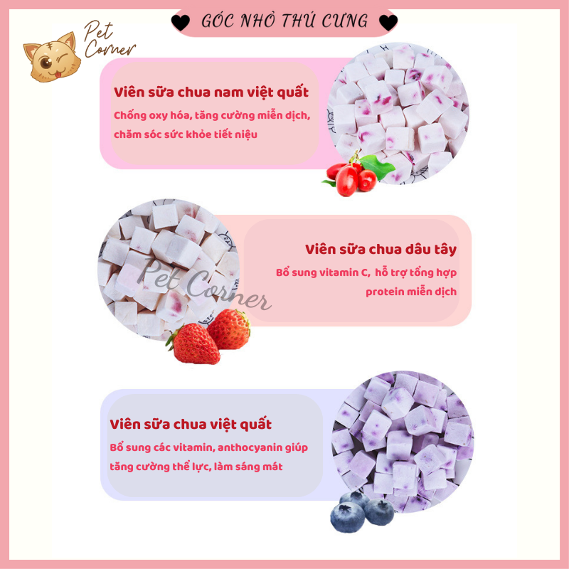 Sữa chua sấy lạnh giàu dinh dưỡng cho thú cưng, sữa chua sấy khô cho chó mèo và chuột hamster