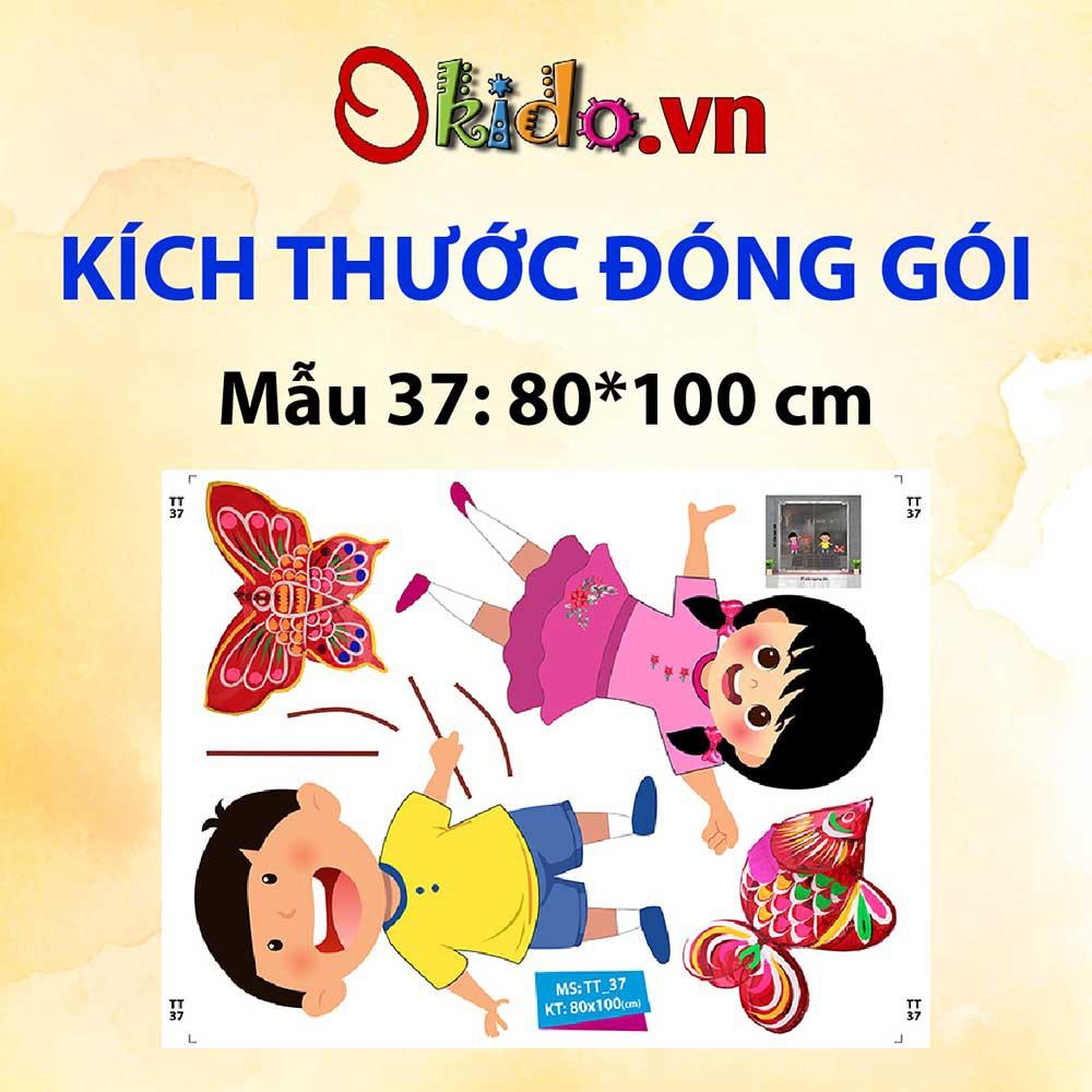 DECAL TRANG TRÍ TRUNG THU 2021 COMBO SỐ 25 BÉ XÁCH LỒNG ĐÈN