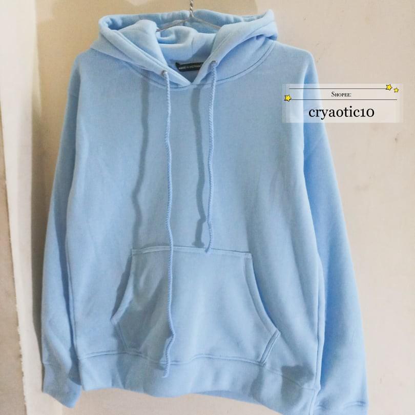 Áo hoodie nỉ xanh da trời đủ size unisex