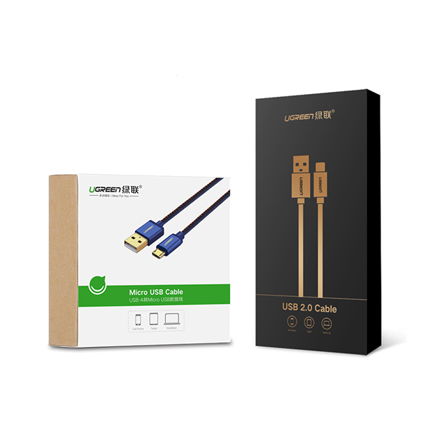 Cáp sạc và truyền dữ liệu USB 2.0 sang Micro USB vỏ bọc da bò, đầu cắm mạ vàng 24K dài 1m UGREEN 40397 - Hàng Chính Hãng