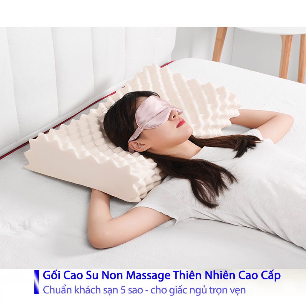 Gối Cao Su Non Massage Cho Người Đau Vai Gáy Gối Đầu Nằm Ngủ Massage Kê Chống Mỏi Cổ Từ Cao Su Non Thiên Nhiên Cao Cấp Cho Người Lớn 50cmx70cm- Chuẩn Khách Sạn 5 Sao