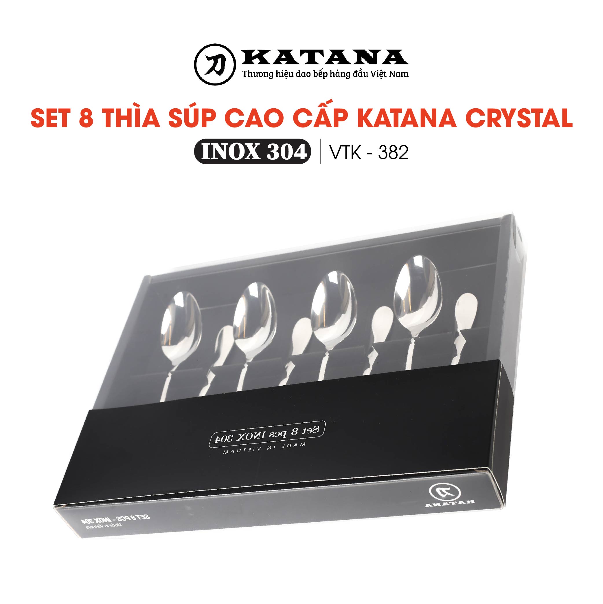 Set 8 thìa súp cao cấp KATANA quả trám Crystal VTK382