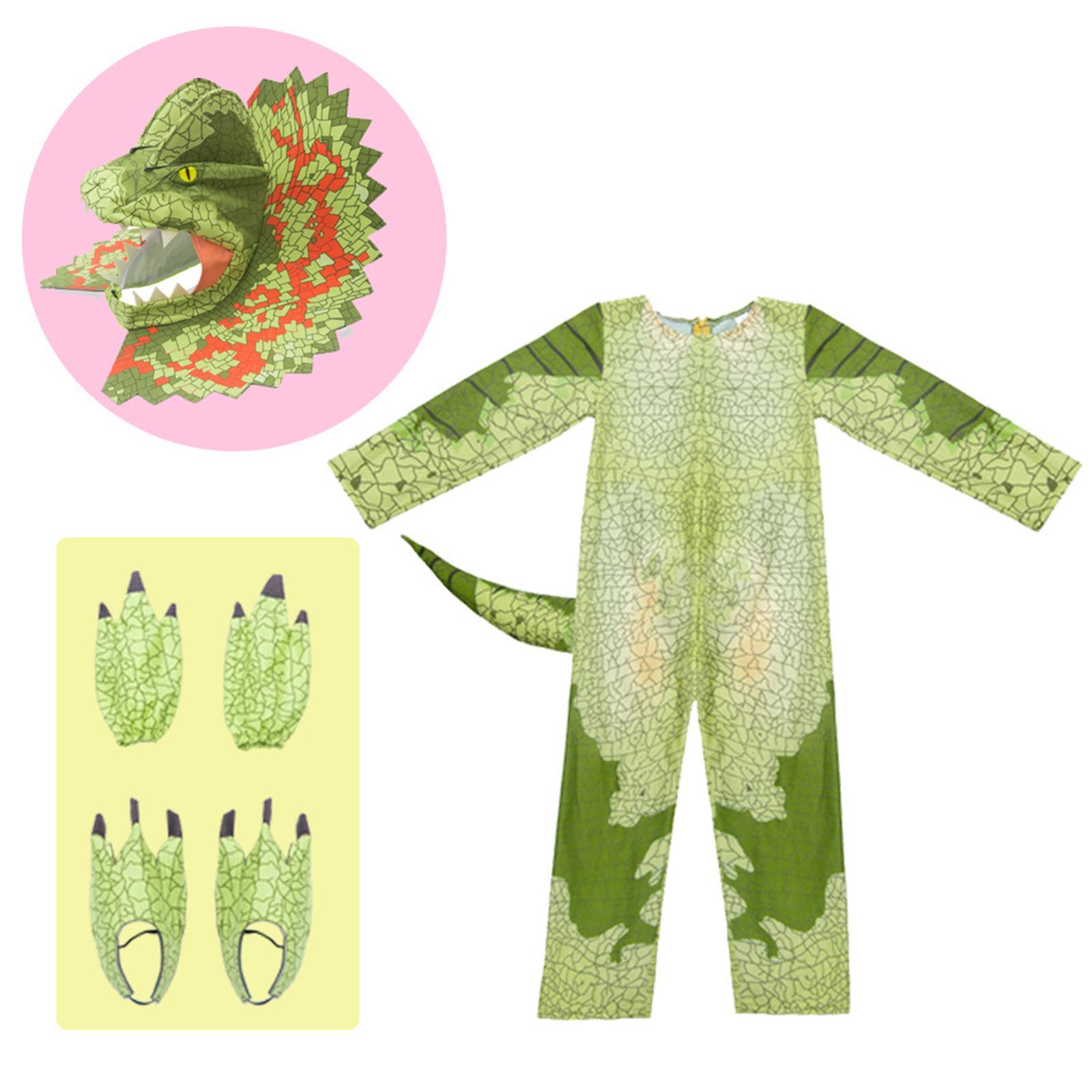 Kids Dinosaur Costume Unisex Green Suit for Dress up Party Cosplay Toddler