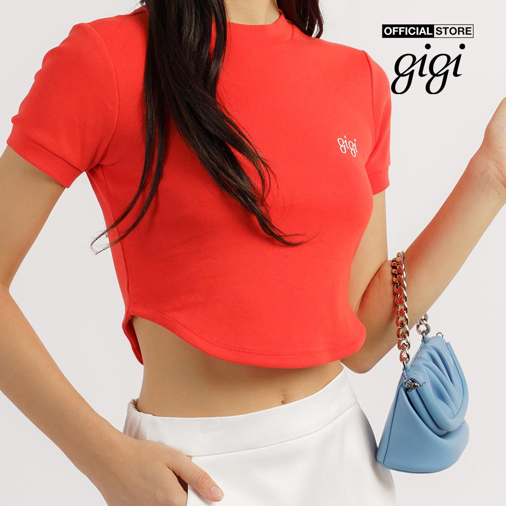 GIGI - Áo thun nữ croptop tay ngắn phối logo thời trang G1201T221232