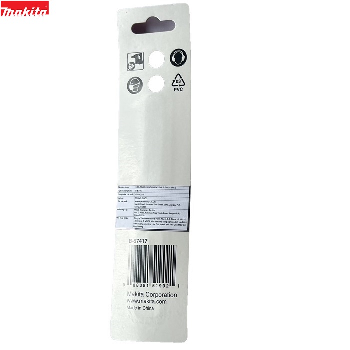 Mũi khoan kim loại chuôi gài MAKITA 3.5mm x 100mm B-57417