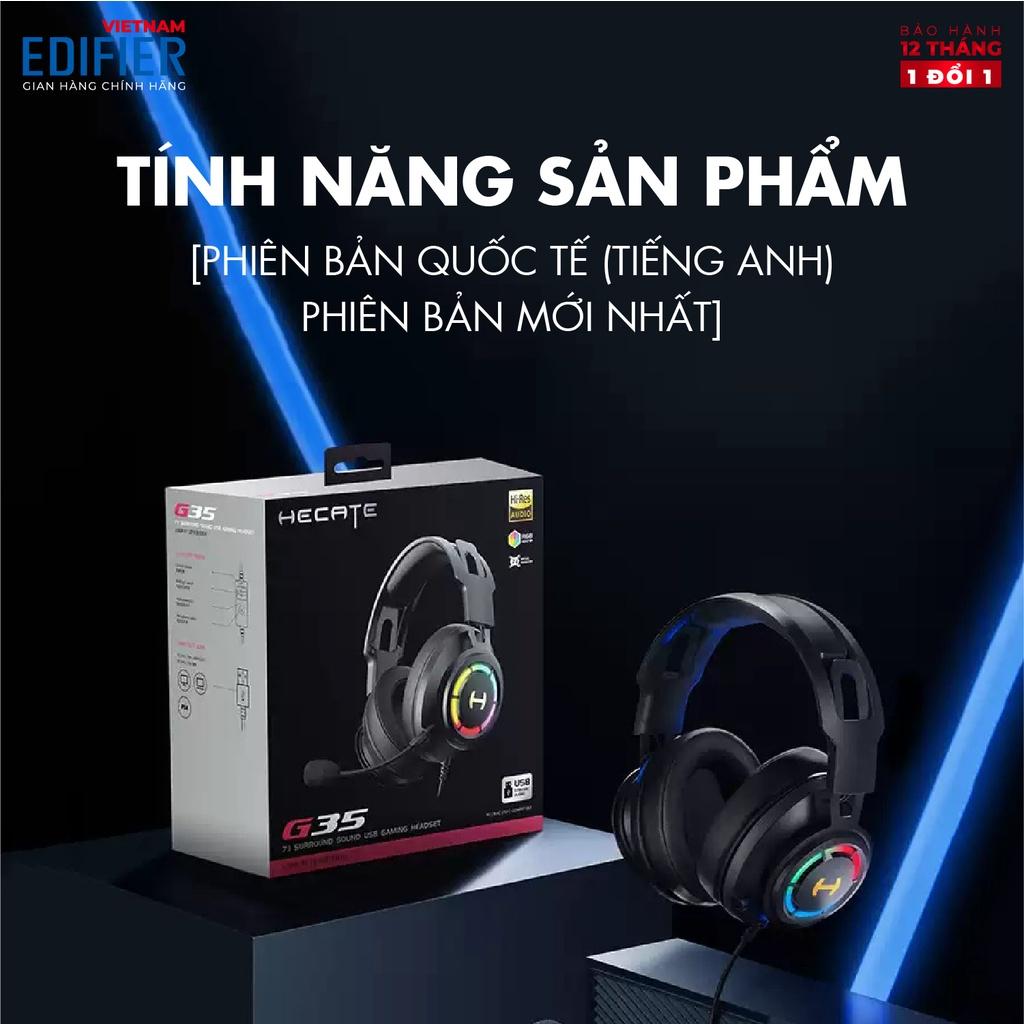 Tai nghe Gaming EDIFIER G35 Âm thanh vòm 7.1 Đèn LED RGB, Micro khử tiếng ồn Chân cắm USB - Hàng chính hãng