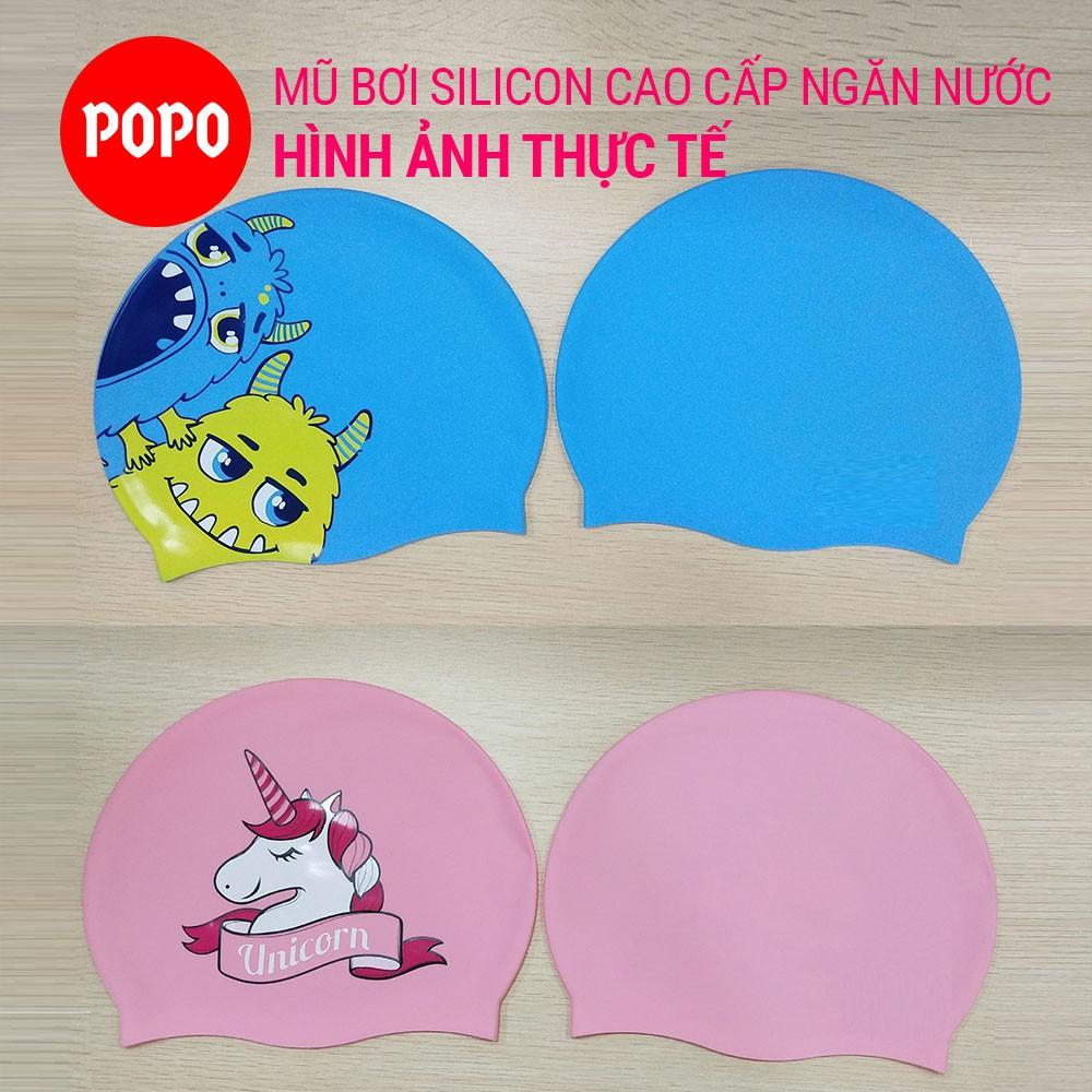 Nón bơi trẻ em POPO CA43 cho bé từ 3 tuổi ngộ nghĩnh chất liệu silicon an toàn, cảm giác mềm mại khi đội