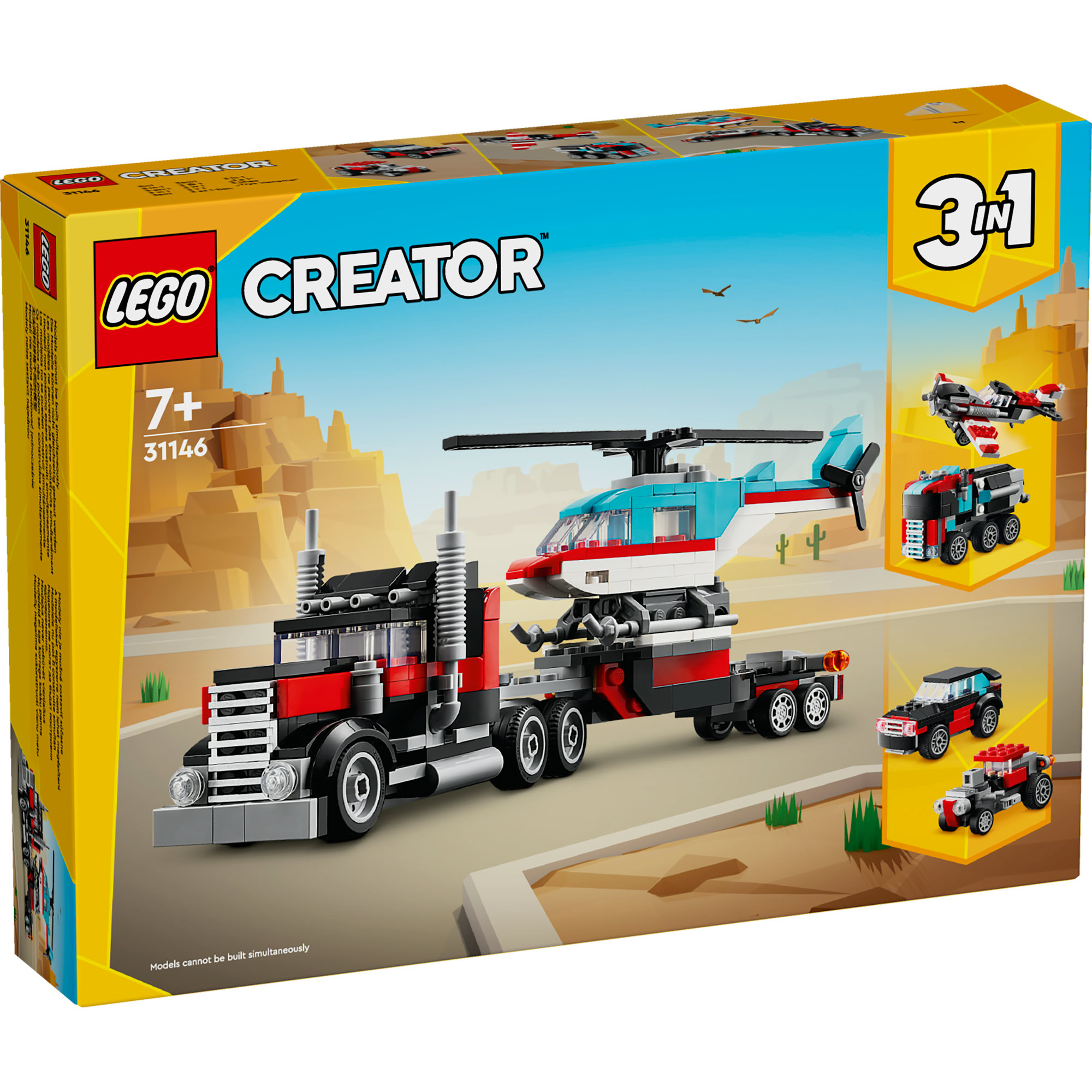 LEGO CREATOR 31146 Đồ chơi lắp ráp Xe tải vận chuyển trực thăng (270 chi tiết)