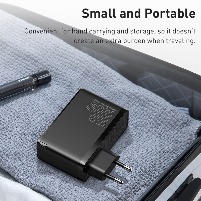 Bộ sạc nhanh Baseus GaN2 Pro Quick Charger 4 Ports (100W, Type C*2 &amp; USB*2, PD/ QC3.0/ QC4+/ PPS/ SCP/ FCP/ AFC/ Apple 2.41/ BC1.2, Multi Quick charge protocol support) - Hàng Chính Hãng