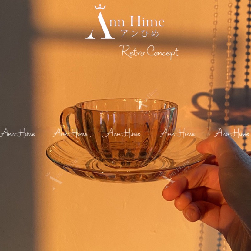 Ly Thủy Tinh Cốc Thủy Tinh Kiểu Vintage Châu Âu Cổ Điển Màu Hổ Phách