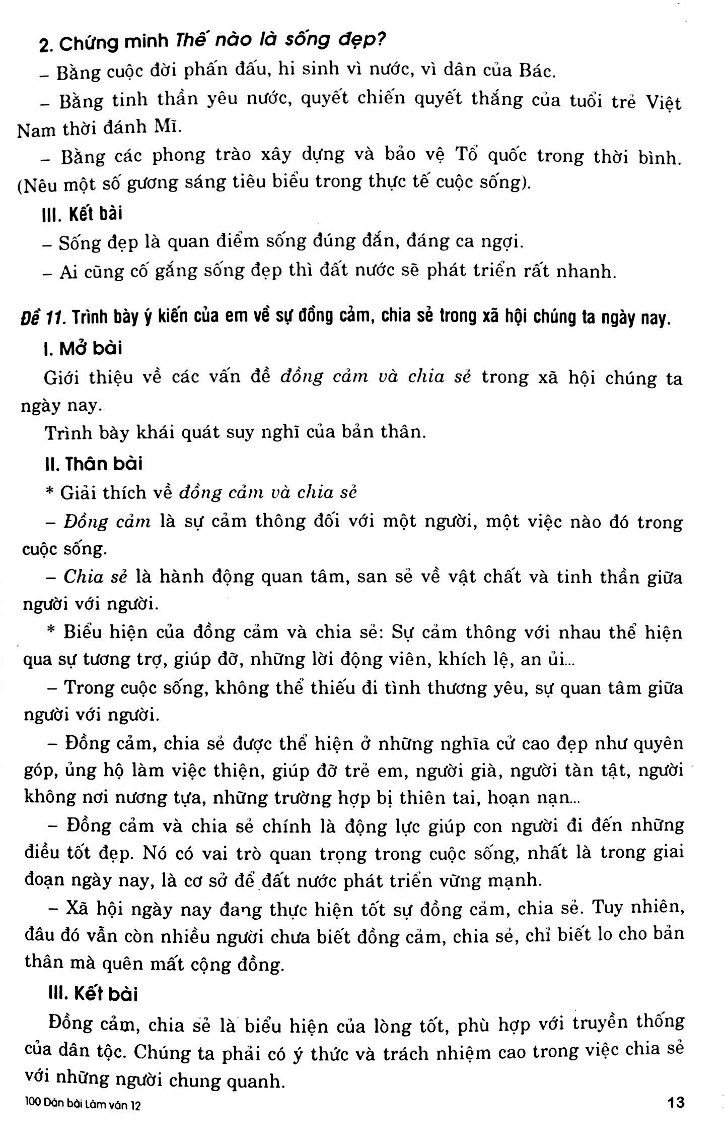 100 Dàn Bài Chi Tiết Làm Văn Lớp 12