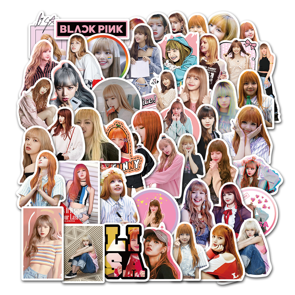 Sticker blackpink lisa dán laptop, hình dán mũ bảo hiểm chống nước, điện thoại, vali set 10/ 50 miếng T097