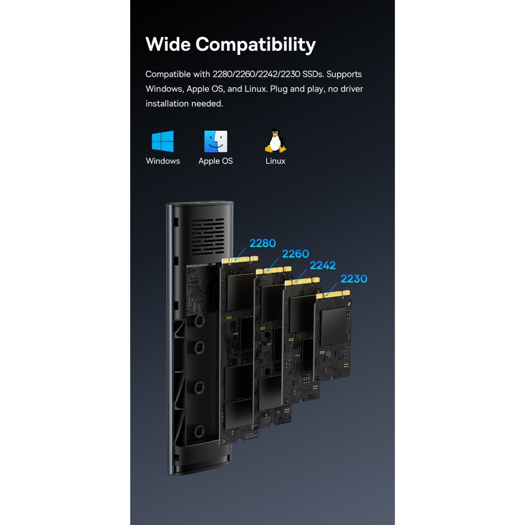 Box ổ cứng SSD M2 NVMe Baseus FlyJoyBS-OH194 Series SSD Enclosure Type C tốc độ 10Gbps _ Hàng chính hãng
