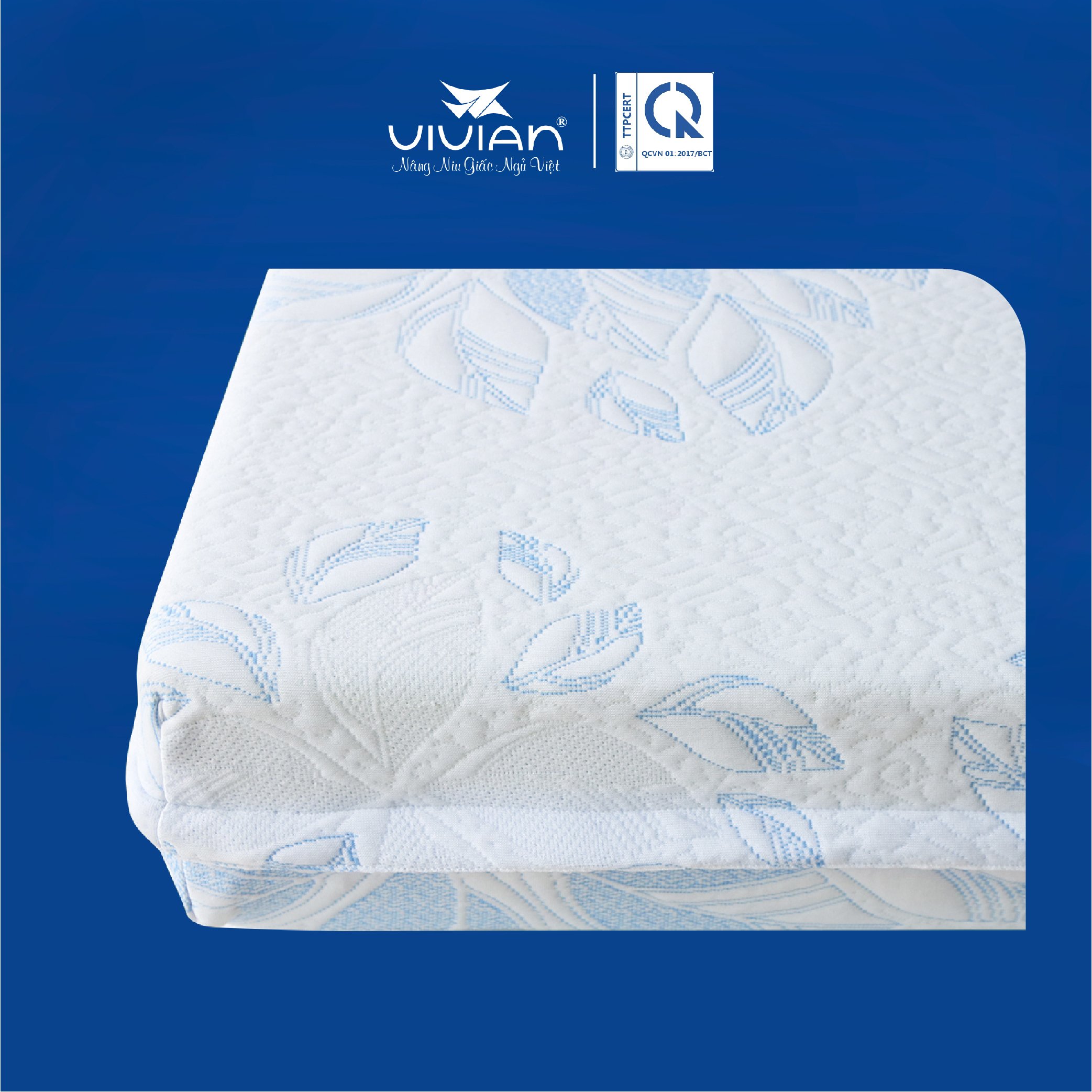 Nệm Cao Su CLASSIC Vivian - Vải Gấm Damask Cao Cấp Không Chần