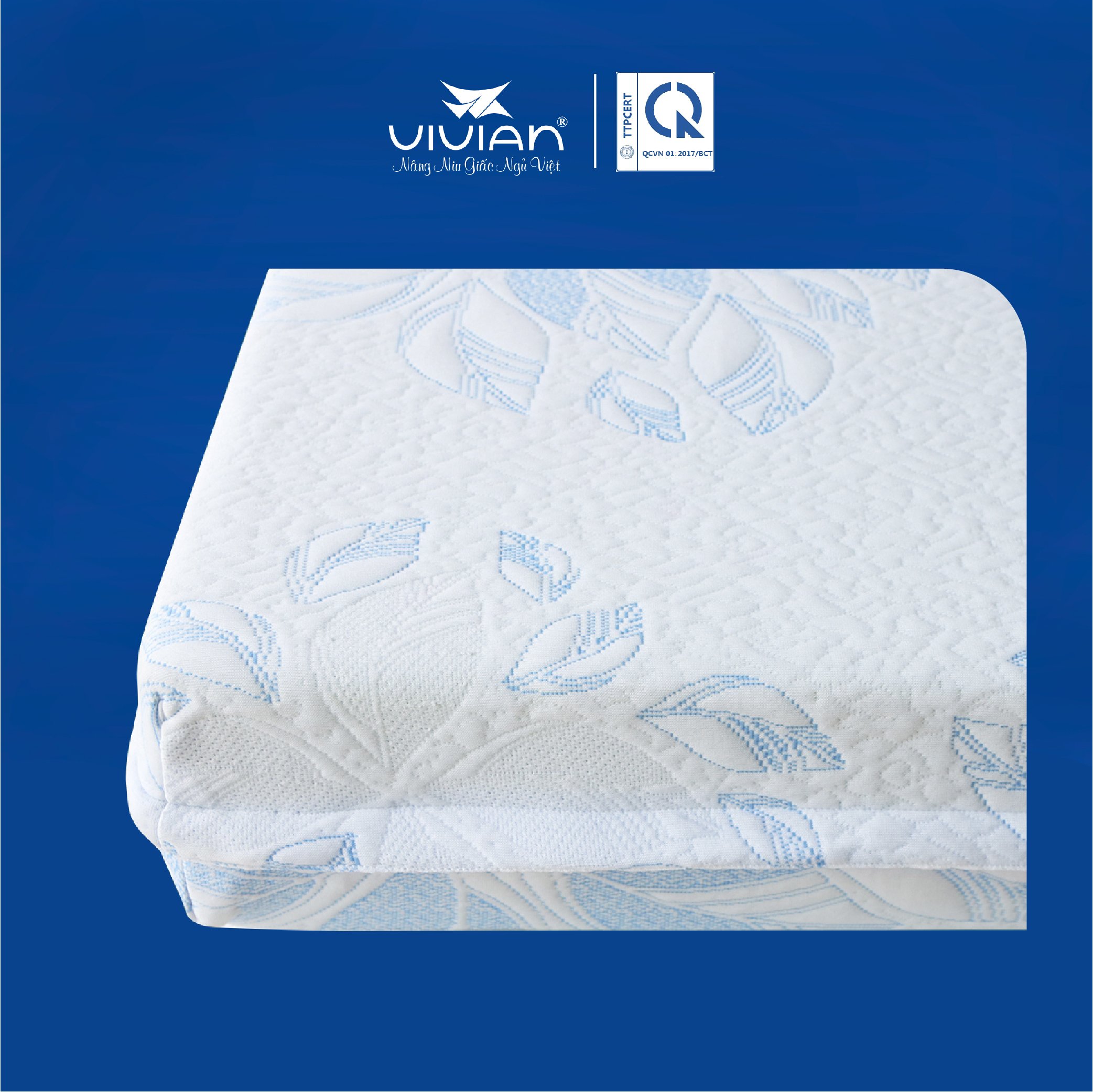 Nệm Cao Su CLASSIC Vivian (1.2 X 2.0)  - Vải Gấm Damask Cao Cấp Không Chần