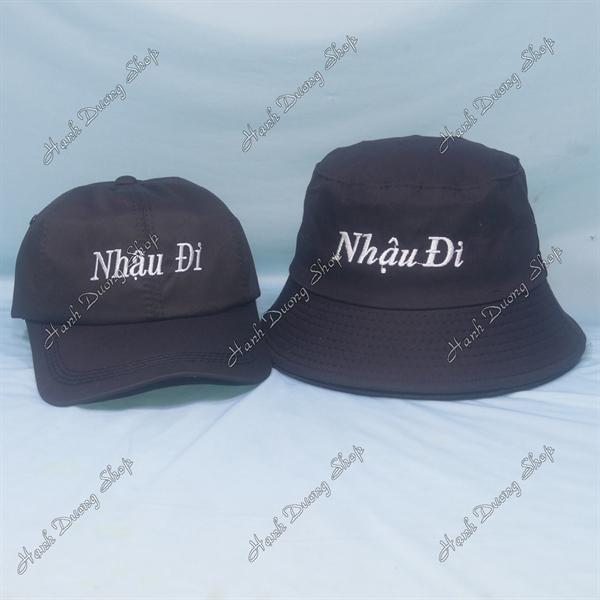Set Nón Cặp Bucket &amp; Cap Nhậu Đi (NDA01); (KAU01) - Đen
