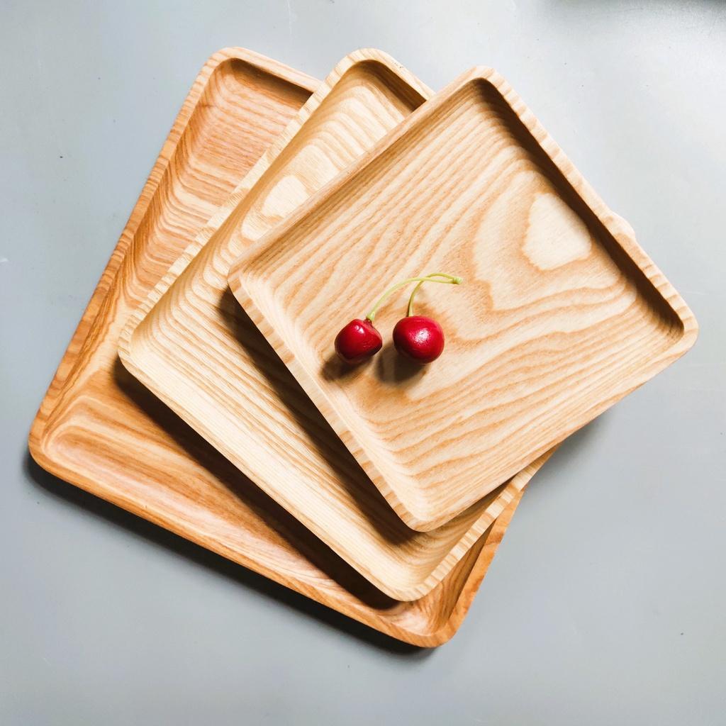 Khay Gỗ Tần Bì Vuông 22x22cm, Khay Đựng Trái Cây, Chụp Ảnh Trang Trí