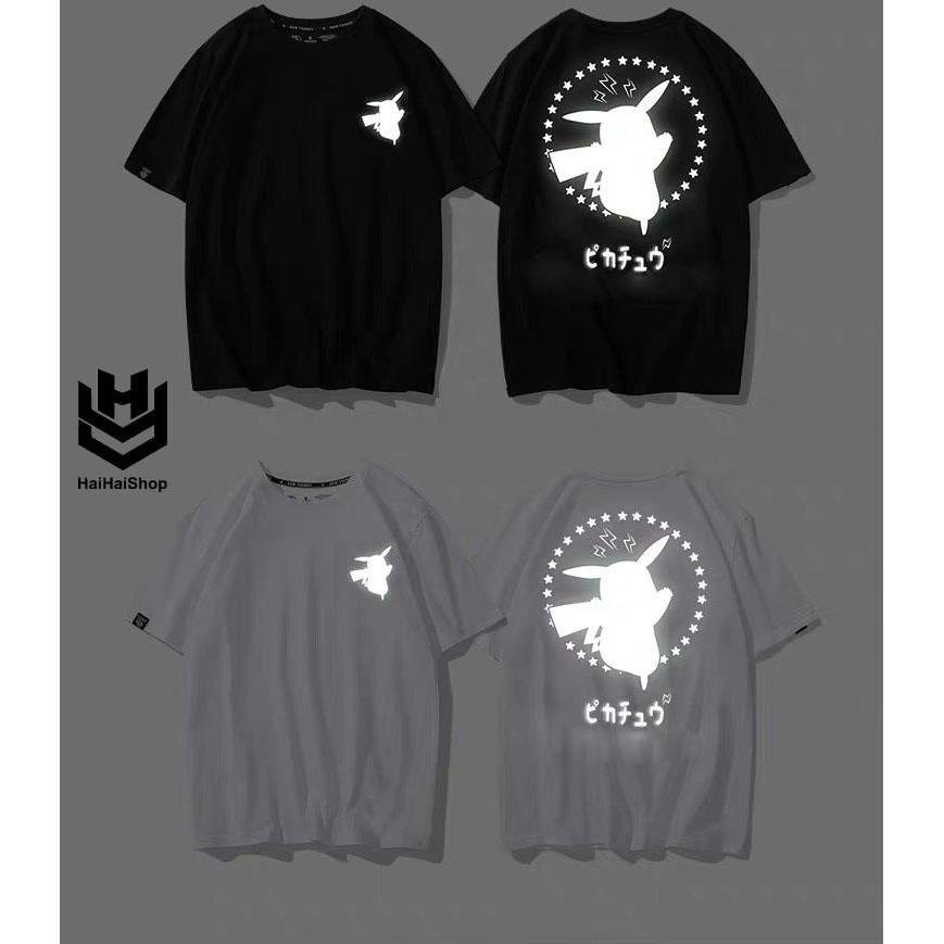 Áo Thun Phản Quang Pikachu Hàn Quốc Cotton 75% Form Rộng Unisex Nam Nữ Rẻ Đẹp KIS OFFICIAL