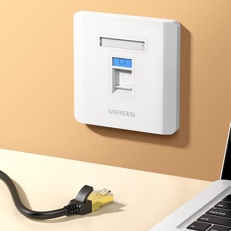 Mặt Nạ Mạng Âm Tường Màu Trắng LAN 1 2 Cổng RJ45 Và 1 Cổng Hình Vuông 86 Mm NW144 Hàng Chính Hãng Ugreen