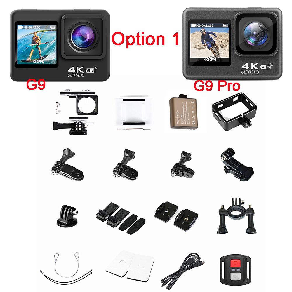 Camera hành động Huafant G9 4K 60FPS 24MP 2.0 LCD cảm ứng EIS Màn hình kép WiFi Điều khiển từ xa chống nước Zoom 4X Go Sports Pro Came