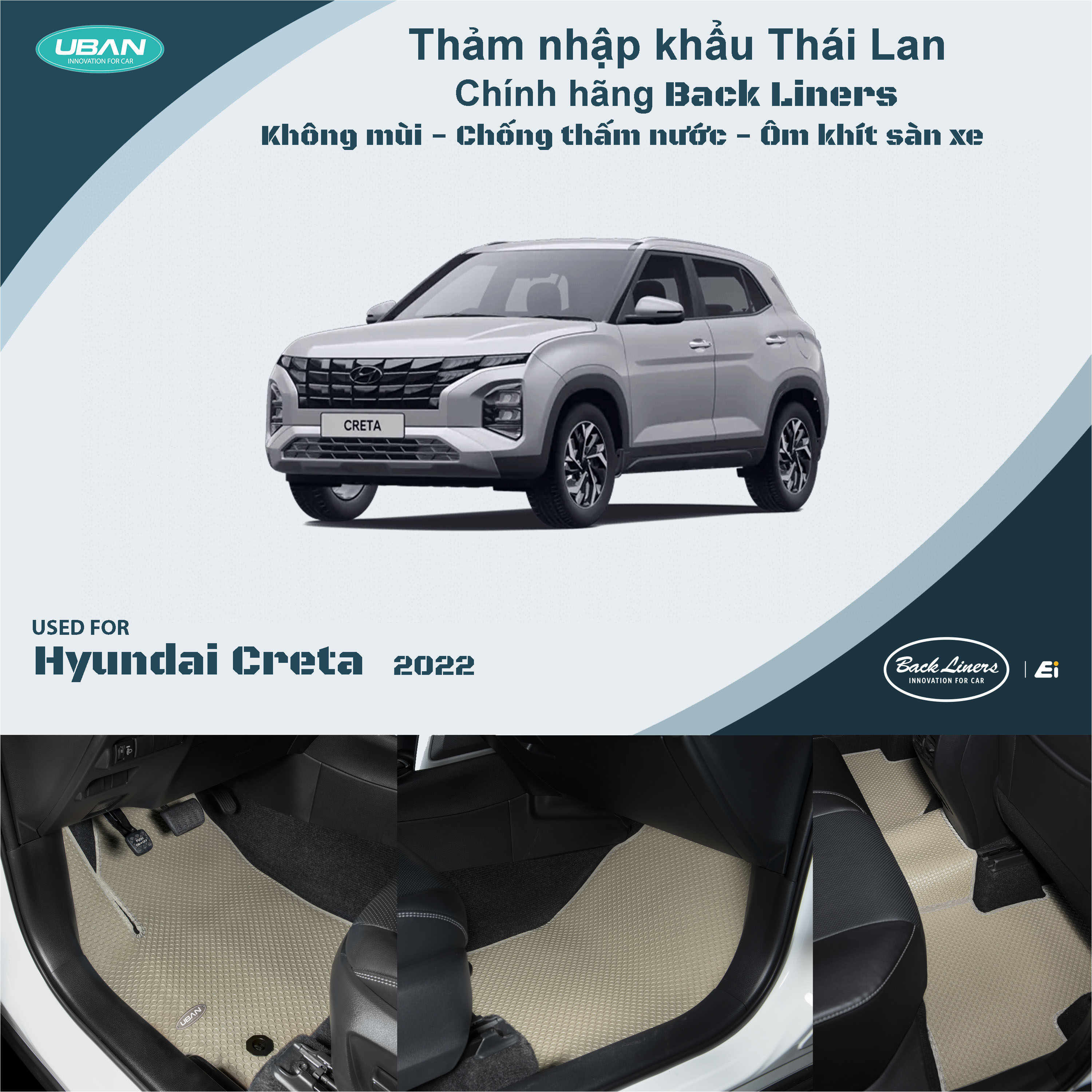 Thảm lót sàn ô tô UBAN cho xe Hyundai Creta - Nhập khẩu Thái Lan