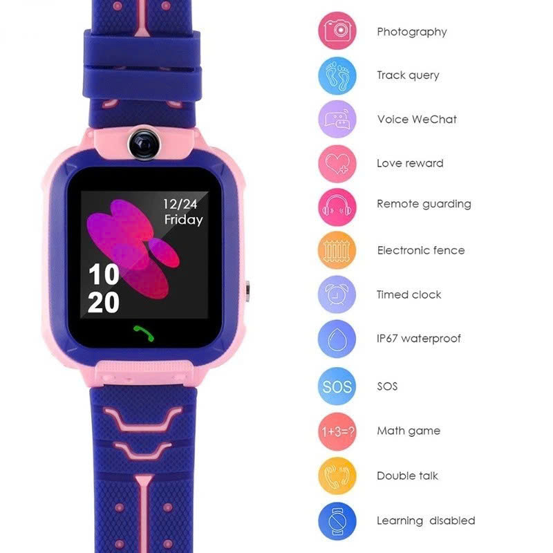 Đồng Hồ Thông Minh Trẻ Em Chống Nước Chuẩn IP67 Watch Q12 MÀU XANH - Hàng nhập khẩu