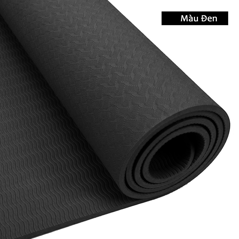 Thảm tập yoga TPE 6 mm 1 lớp cao cấp+ Tặng kèm túi lưới đựng -Thảm yoga chống trơn trượt, chắc chắn