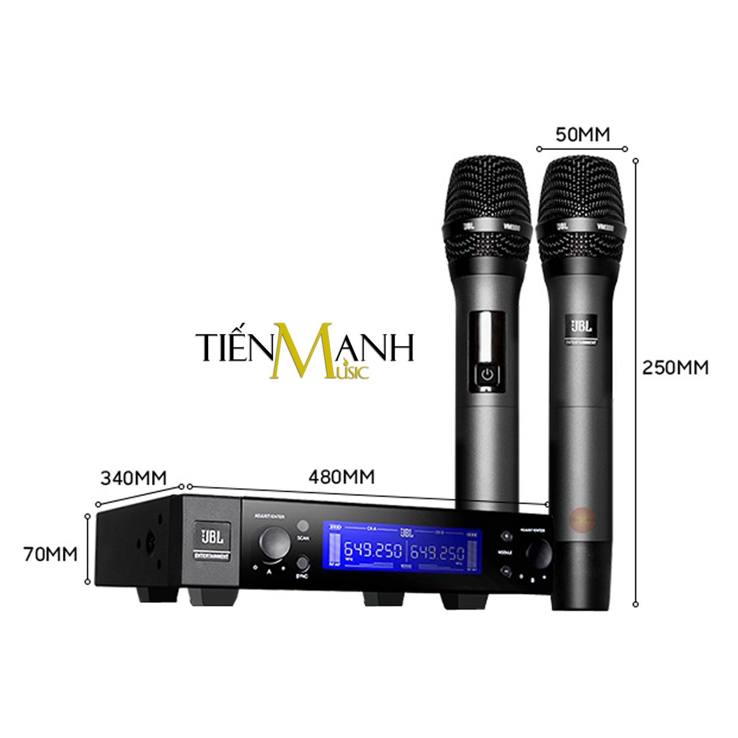 Bộ 2 Micro Không Dây JBL VM200 - Mic Cầm Tay Vocal Microphone Karaoke Wireless Hàng Chính Hãng - Kèm Móng Gẩy DreamMaker