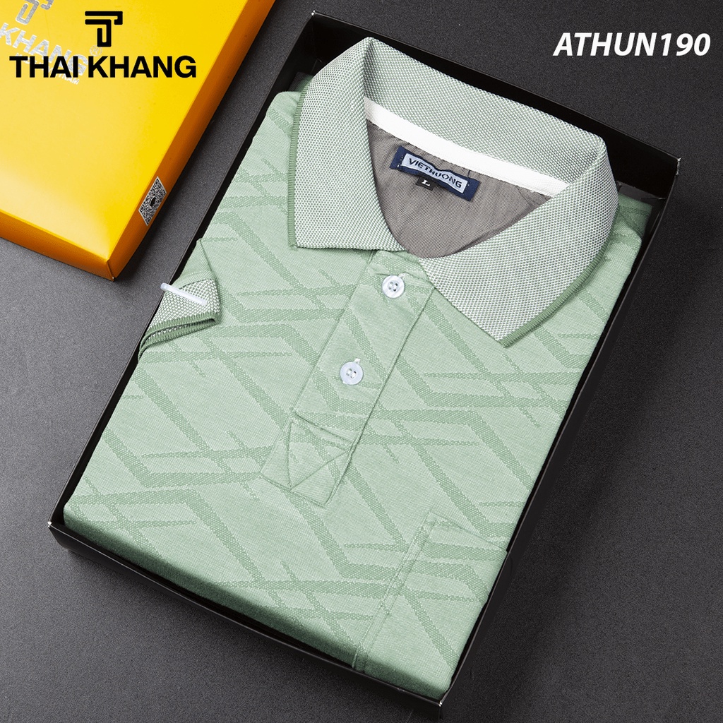 Áo thun nam tay lỡ có cổ có túi trung niên vải cotton xốp cao cấp ATHUN19