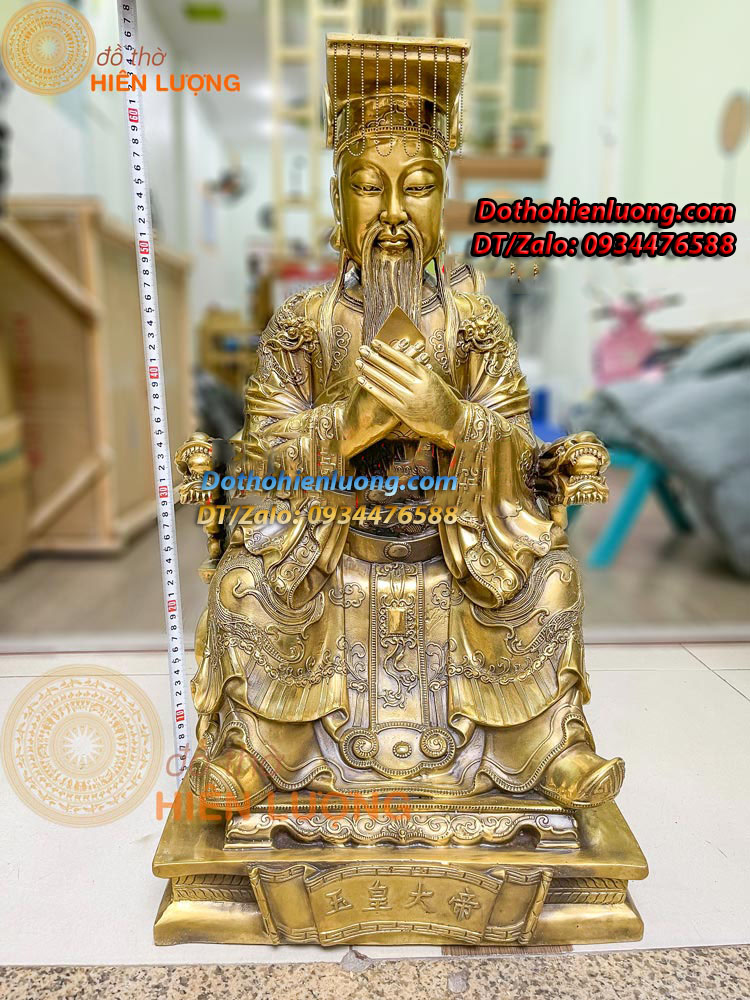 Tượng Ngọc Hoàng Thượng Đế Bằng Đồng Nguyên Chất Kích Thước 35x32x66cm, Nặng 26Kg - Đồ Thờ Hiên Lượng