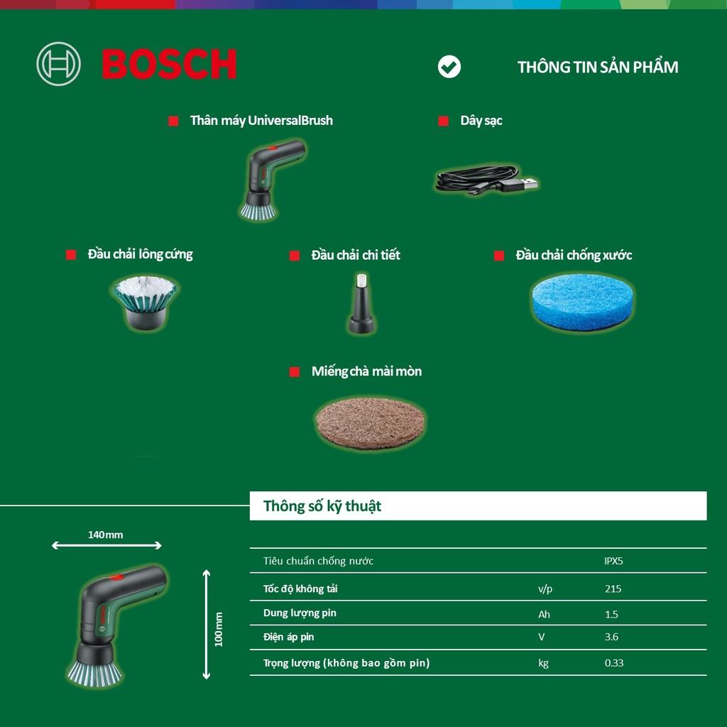 Máy cọ rửa vệ sinh Bosch đa năng dùng pin
