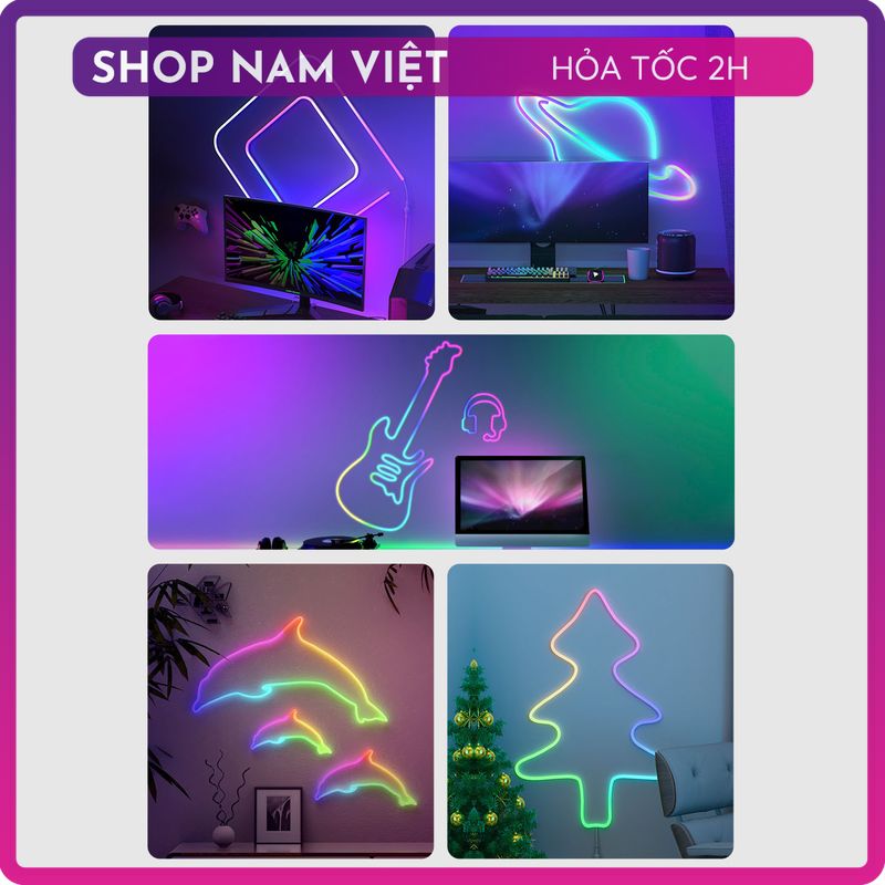 Dây Led Neon RGB Đuổi 5V Điều Khiển Remote và App Điện Thoại