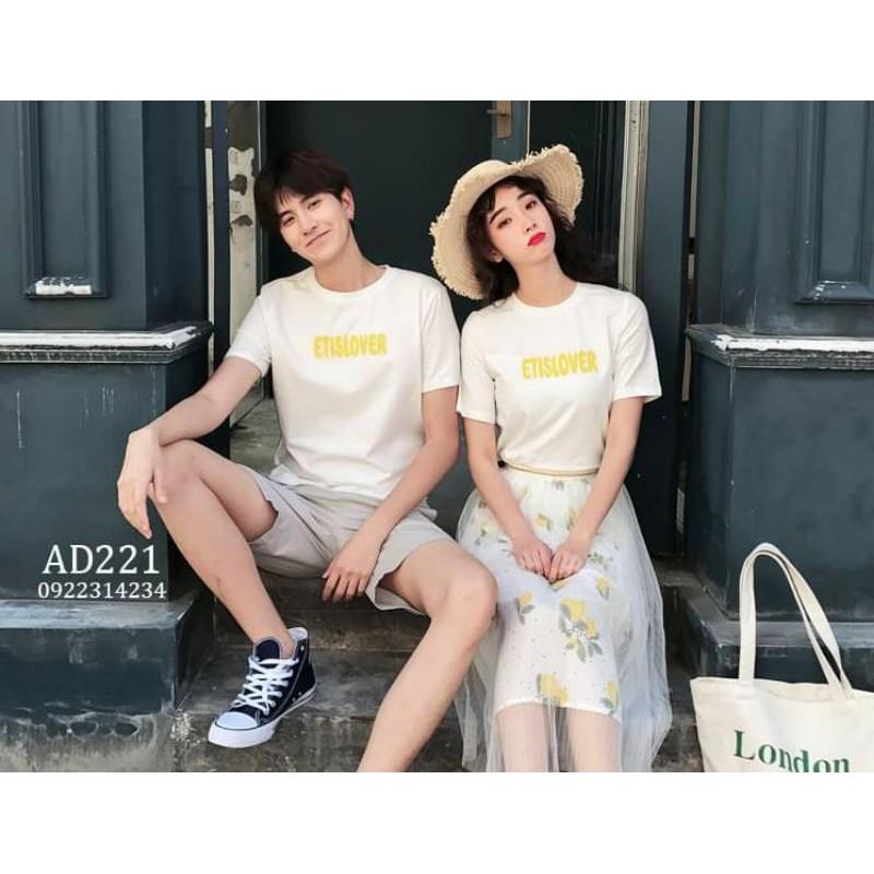 Áo đôi chữ vàng cá tính, hàng đẹp thấm mồ hôi tốt, giá gồm 2 áo