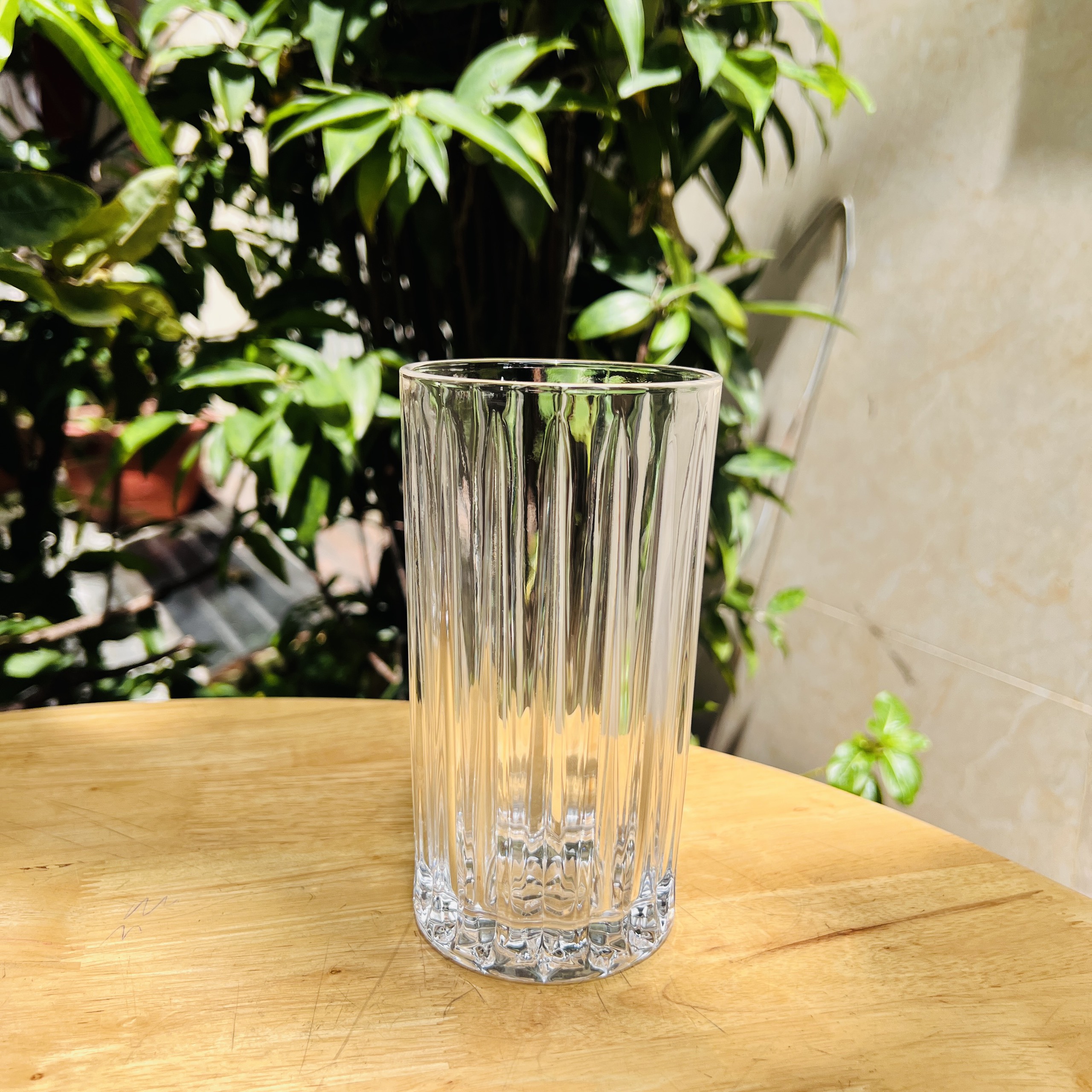 Ly thủy tinh trụ sọc bản to 430ml - Decor nước siêu đẹp mã W5012A